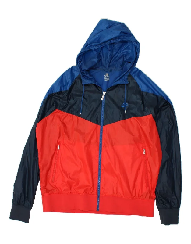 Men's Coats for TravelNIKE Mens Hooded Rain Jacket UK 46/48 XL Multicoloured Colourblock