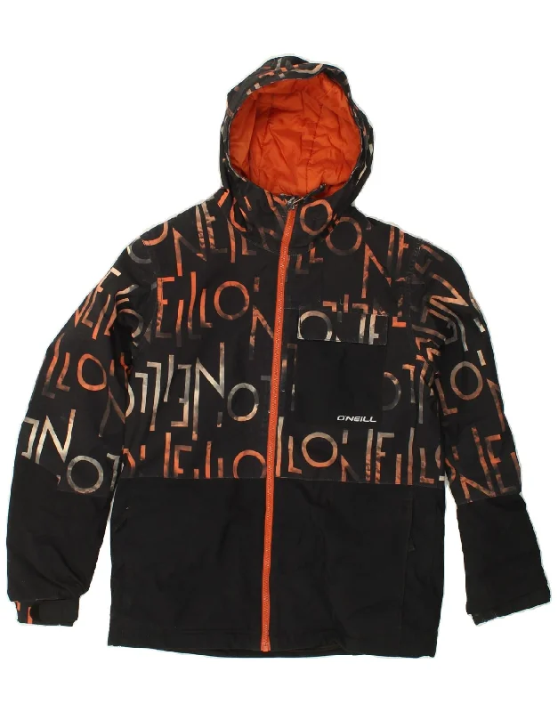 Men's Coats with Adjustable HemsO'NEILL Mens Graphic Hooded Windbreaker Jacket UK 38 Medium Black