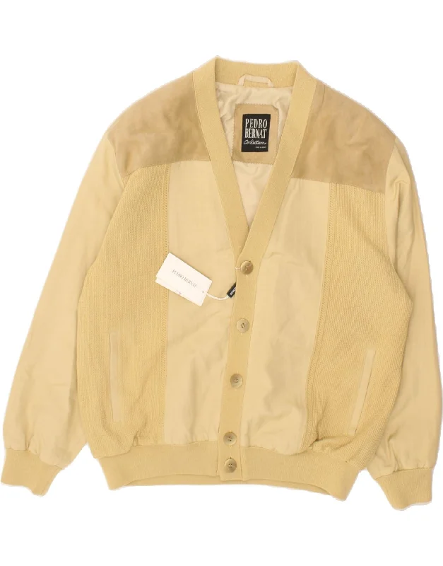 Men's Coats with Chest PocketsPEDRO BERNAT Mens Bomber Jacket EU 52 XL Beige Leather