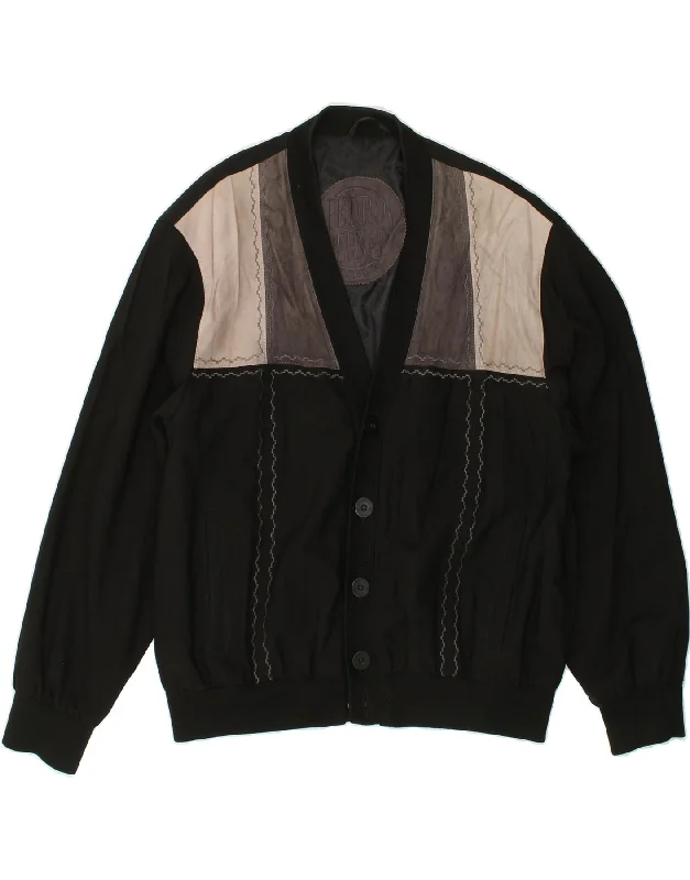 Men's Coats without LiningPEDRO BERNAT Mens Bomber Jacket UK 44 2XL Black Colourblock Wool