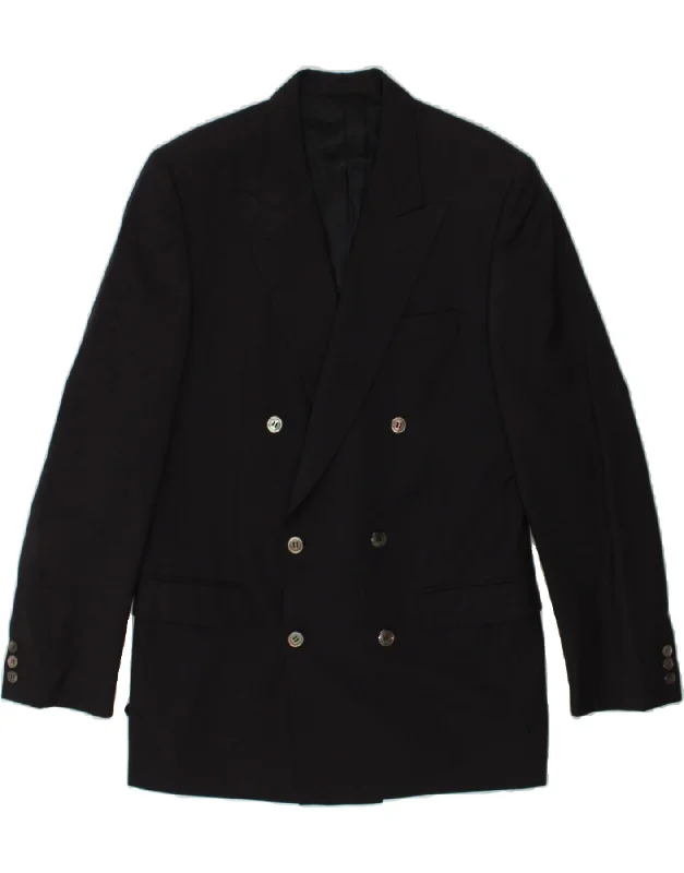 Men's Coats with Breathable FabricPIERRE CARDIN Mens Double Breasted Blazer Jacket UK 40 Large Black