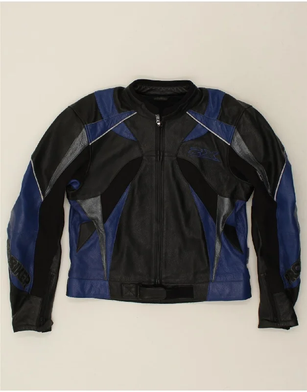 Men's Coats with Relaxed FitsPROBIKER Mens Graphic Biker Jacket UK 36 Small Black Colourblock Leather