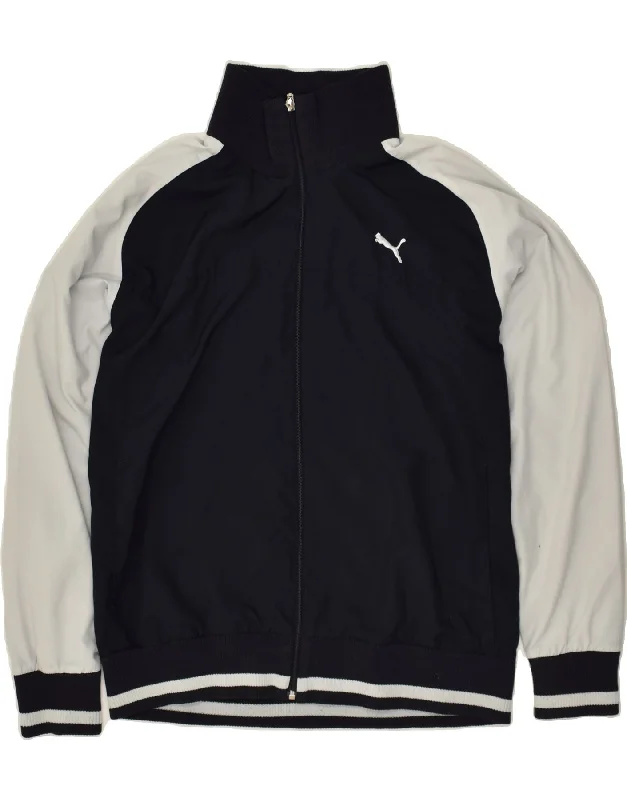 Men's Coats with Magnetic ClosuresPUMA Mens Graphic Bomber Jacket UK 38 Medium Navy Blue Colourblock