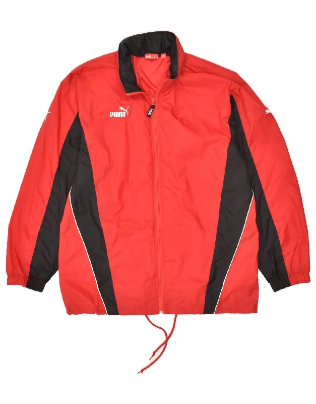 Men's Coats with Fur TrimPUMA Mens Hooded Rain Jacket UK 38 Medium Red Nylon