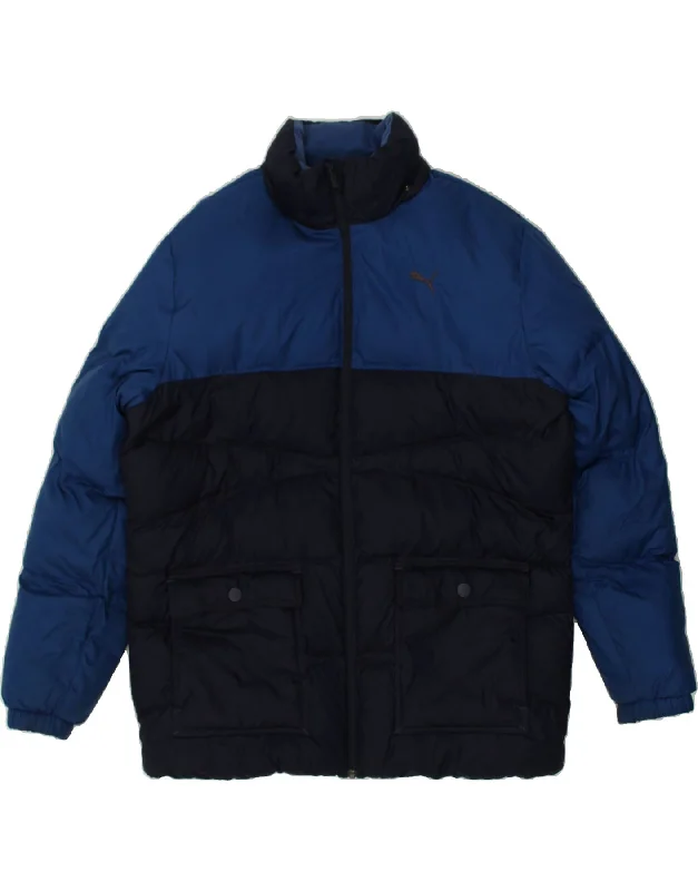 Stylish Men's Biker JacketsPUMA Mens Padded Jacket UK 40 Large Navy Blue Colourblock Polyester