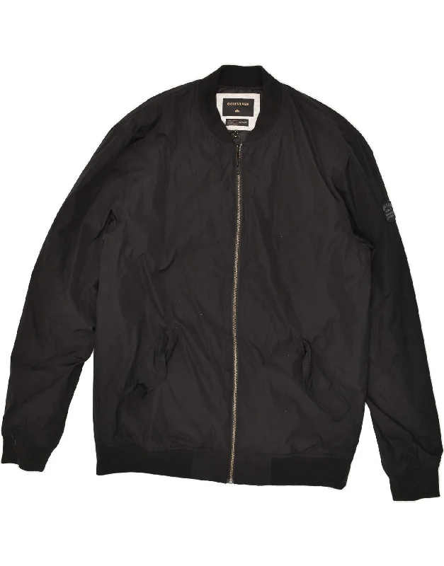 Men's Coats with Hand WarmersQUIKSILVER Mens Bomber Jacket UK 42 XL Black Polyester