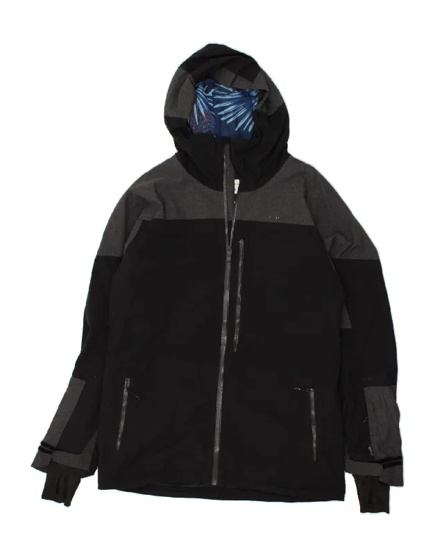 Men's Coats with Embroidered DetailsQUIKSILVER Mens Hooded Rain Jacket UK 40 Large Black Colourblock Nylon