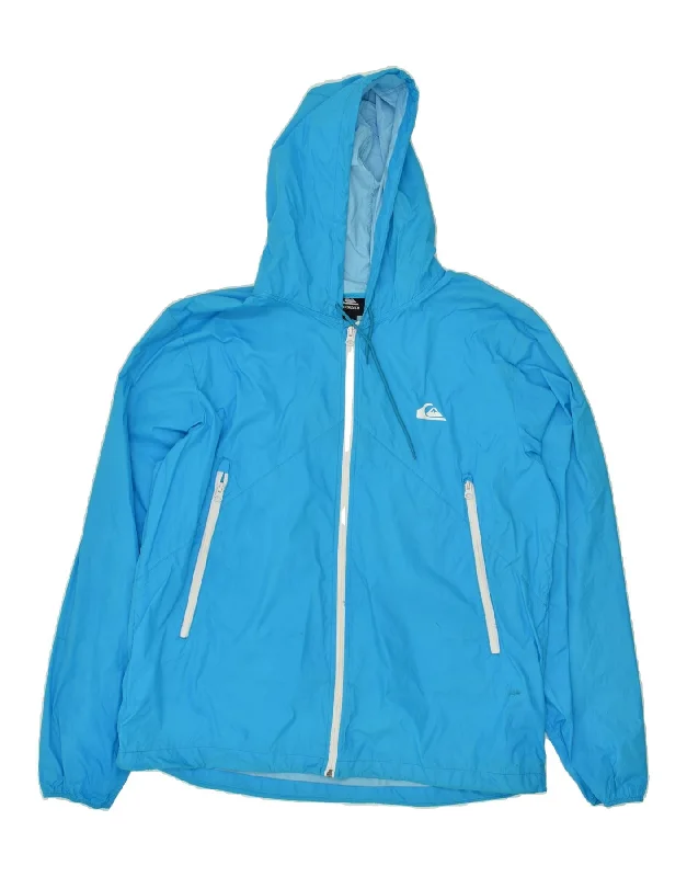 Winter-Ready Men's CoatsQUIKSILVER Mens Hooded Rain Jacket UK 44 2XL Blue Polyamide