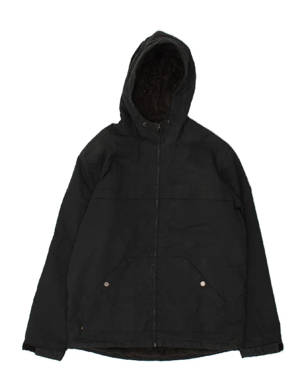 Men's Coats for Mild WeatherQUIKSILVER Mens Hooded Sherpa Jacket UK 36 Small Black Cotton