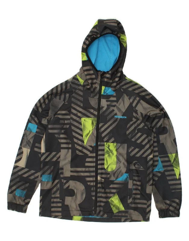 Warm Men's Down JacketsQUIKSILVER Mens Hooded Windbreaker Jacket UK 36 Small Grey Patchwork