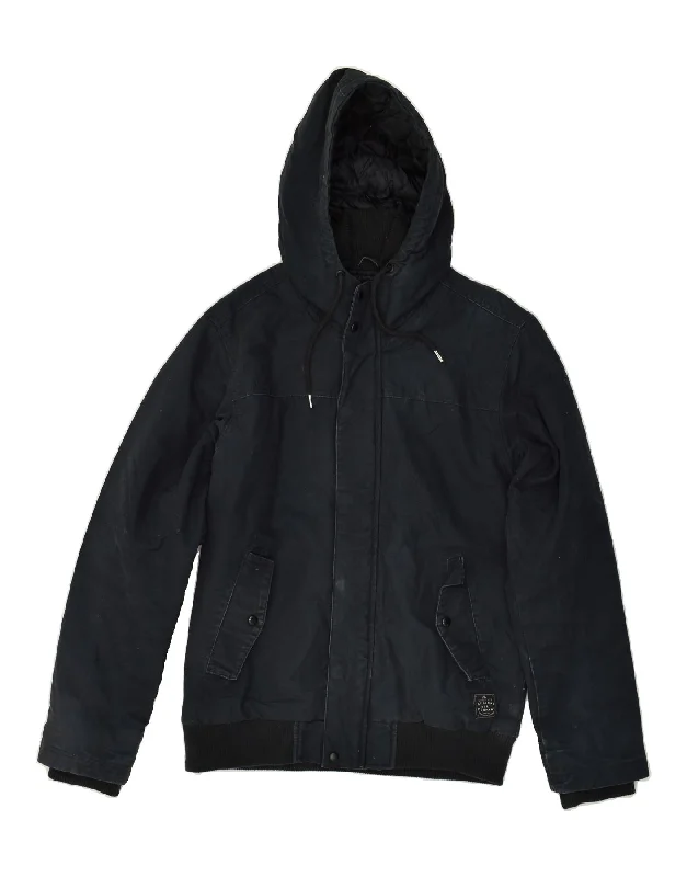 Men's Coats with Multi-Pocket DesignQUIKSILVER Mens Hooded Windbreaker Jacket UK 38 Medium Navy Blue Cotton