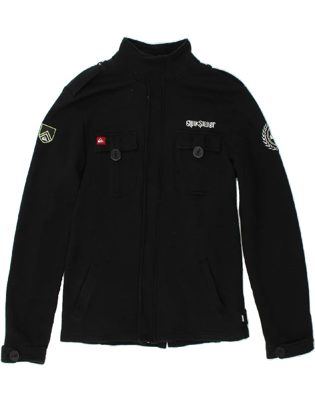 Men's Coats with Fur TrimQUIKSILVER Mens Military Jacket UK 36 Small Black Cotton