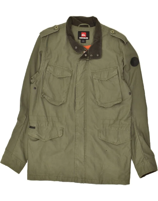 Men's Coats with Tactical FeaturesQUIKSILVER Mens Military Jacket UK 40 Large Green Cotton