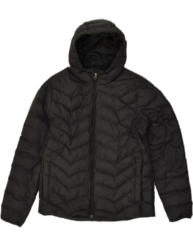 Men's Coats for HikingREEBOK Mens Hooded Padded Jacket UK 38 Medium Black Polyester