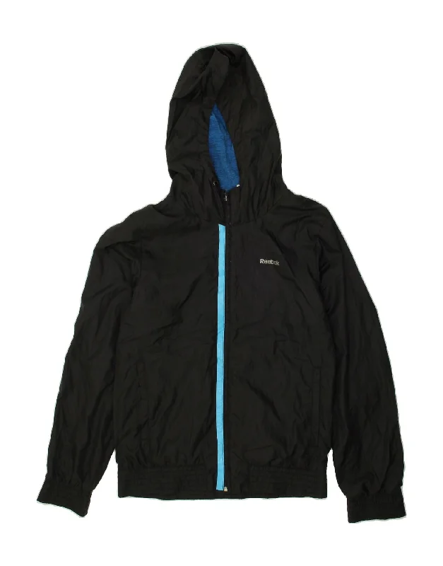 Men's Coats with Adjustable HemsREEBOK Mens Hooded Rain Jacket UK 36 Small Black Polyester