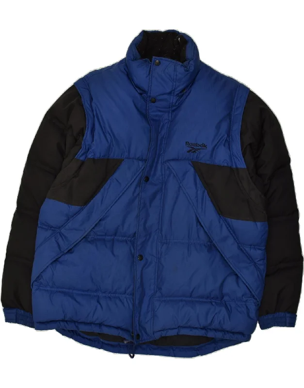 Men's Coats for AutumnREEBOK Mens Padded Jacket UK 40 Large Blue Colourblock Nylon