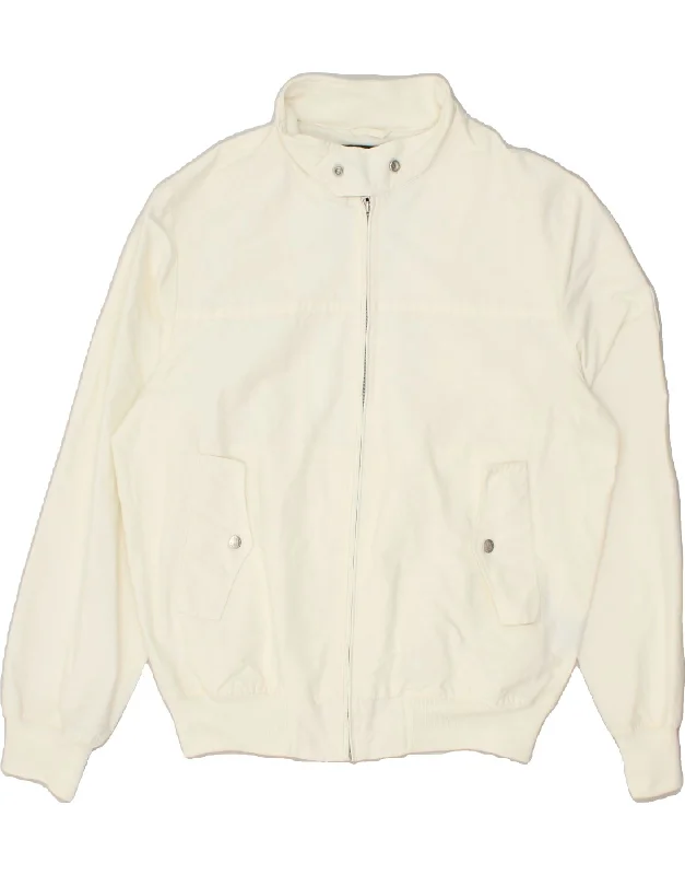 Classic Men's Trench CoatsREFRIGUE Mens Bomber Jacket UK 44 2XL Off White Cotton