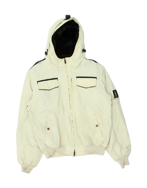 Versatile Men's Pea CoatsREFRIGUE Mens Hooded Windbreaker Jacket UK 40 Large White Nylon