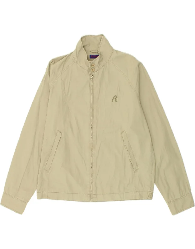 Men's Coats with Adjustable SleevesREPLAY Mens Bomber Jacket UK 40 Large Beige Cotton