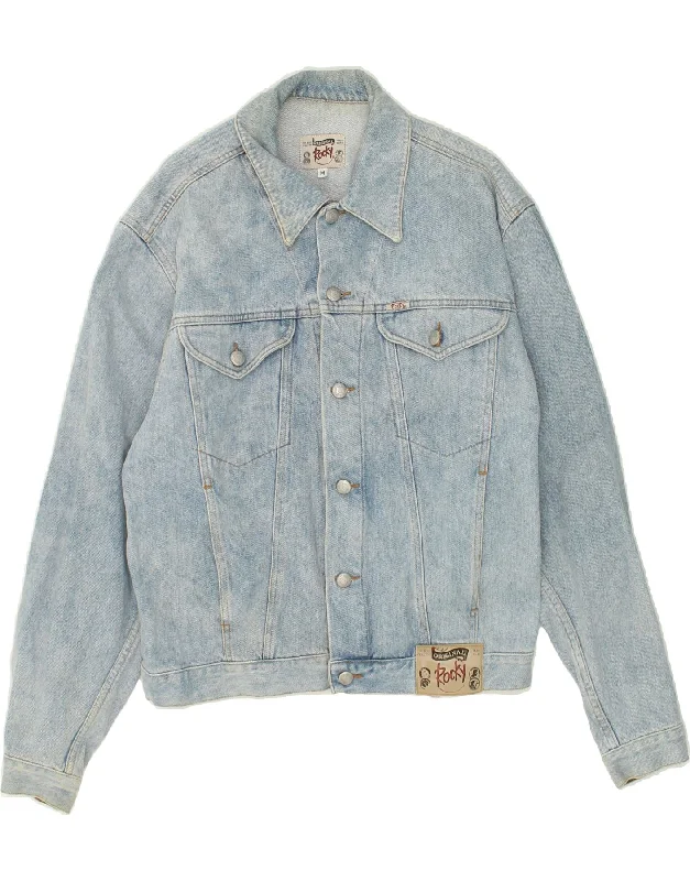 Men's Coats with Embroidered DetailsROCKY Mens Denim Jacket UK 38 Medium Blue Cotton