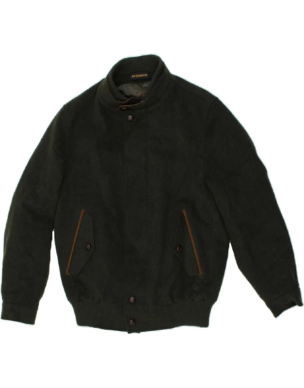 Men's Coats with Belted WaistsSTEINBOCK Mens Bomber Jacket IT 48 Medium Khaki Wool