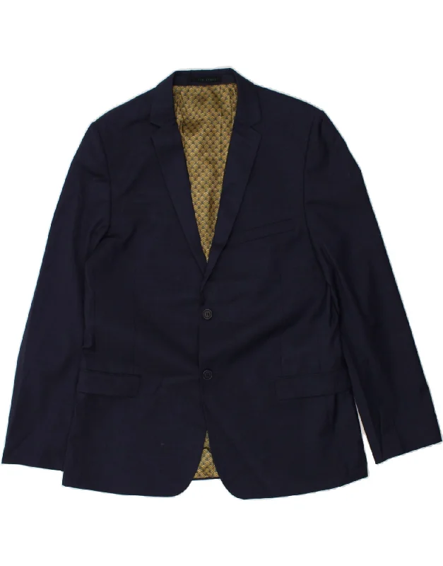 Men's Coats with Down InsulationTED BAKER Mens 2 Button Blazer Jacket EU 44 XS Navy Blue Wool