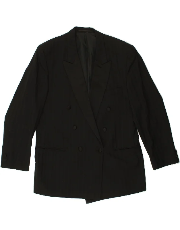 Men's Coats for Tall MenTLAPA Mens Double Breasted Blazer Jacket IT 52 XL Black Pinstripe Wool