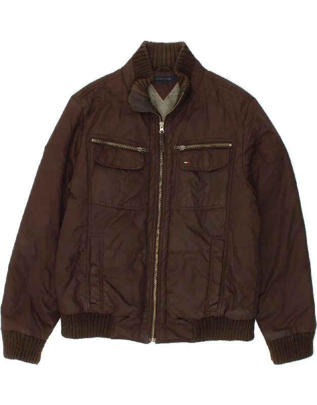 Men's Coats for SnowshoeingTOMMY HILFIGER Mens Bomber Jacket UK 42 XL Brown Nylon