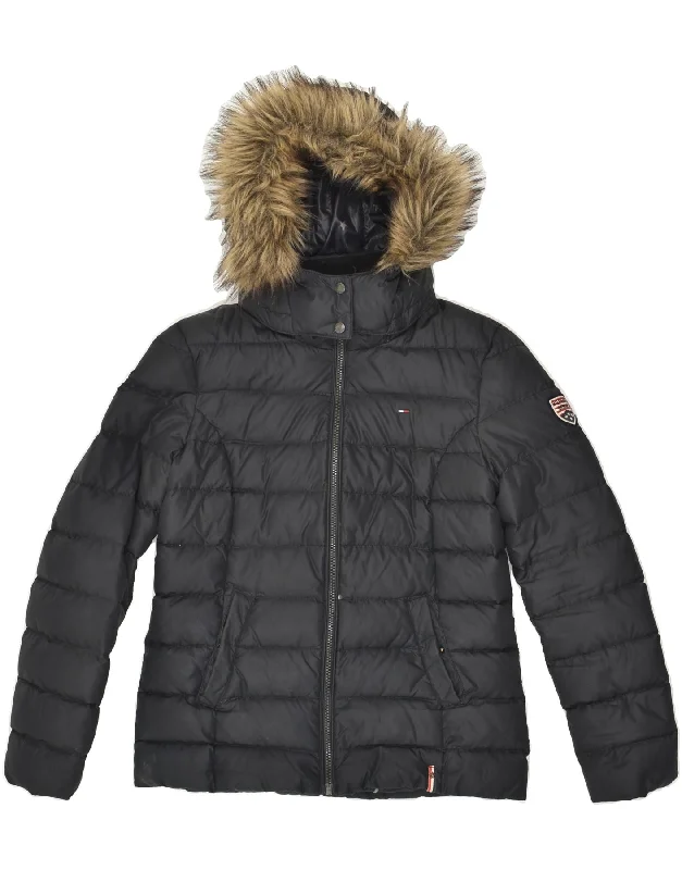 Men's Coats Made in ItalyTOMMY HILFIGER Mens Hooded Padded Jacket UK 40 Large Black Polyamide