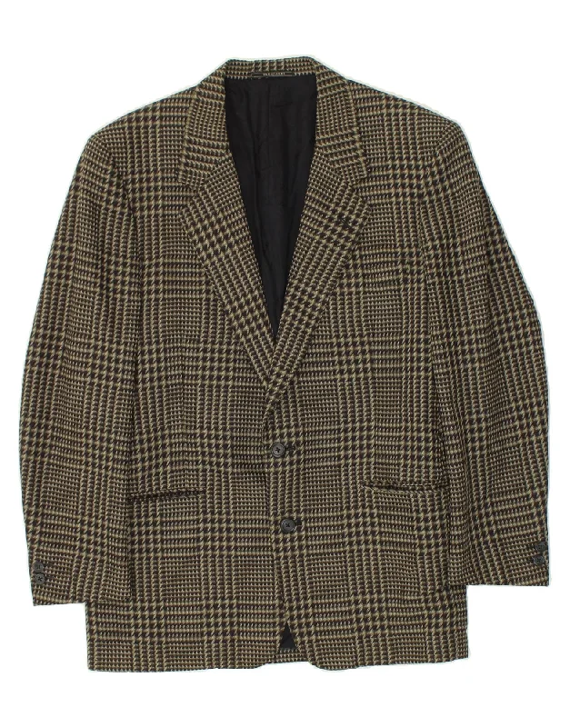 Men's Coats with Multi-Pocket DesignTRUSSARDI Mens 2 Button Blazer Jacket IT 48 Medium Brown Check Cotton