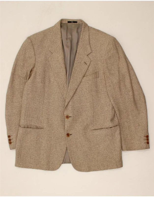 Men's Coats for RunningVALENTINO Mens 2 Button Blazer Jacket IT 52 XL Brown Virgin Wool