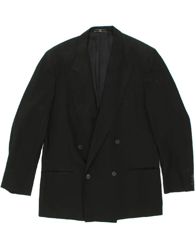 Men's Coats for Dressy OccasionsVALENTINO Mens Slim Double Breasted Blazer Jacket IT 52 XL Black