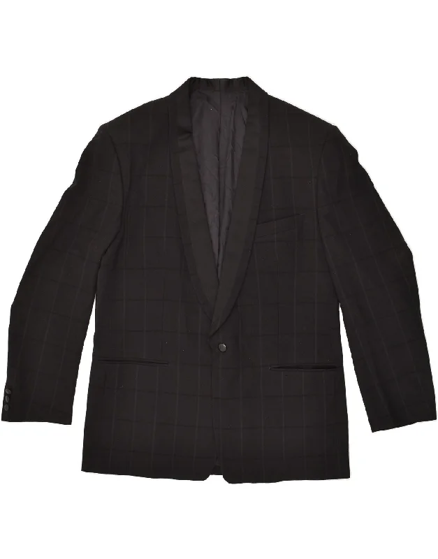 Men's Coats with Snap ButtonsVINTAGE Mens 1 Button Blazer Jacket UK 34 XS Black Check