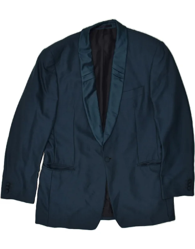 Men's Coats with ZippersVINTAGE Mens 1 Button Blazer Jacket UK 40 Large Blue