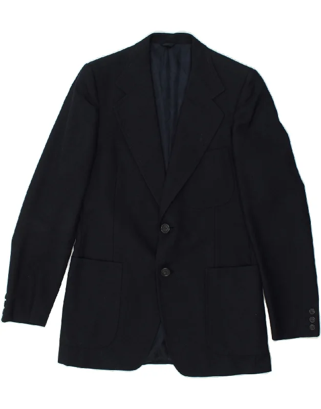 Men's Coats with Breathable FabricVINTAGE Mens 2 Button Blazer Jacket IT 48 Medium Navy Blue