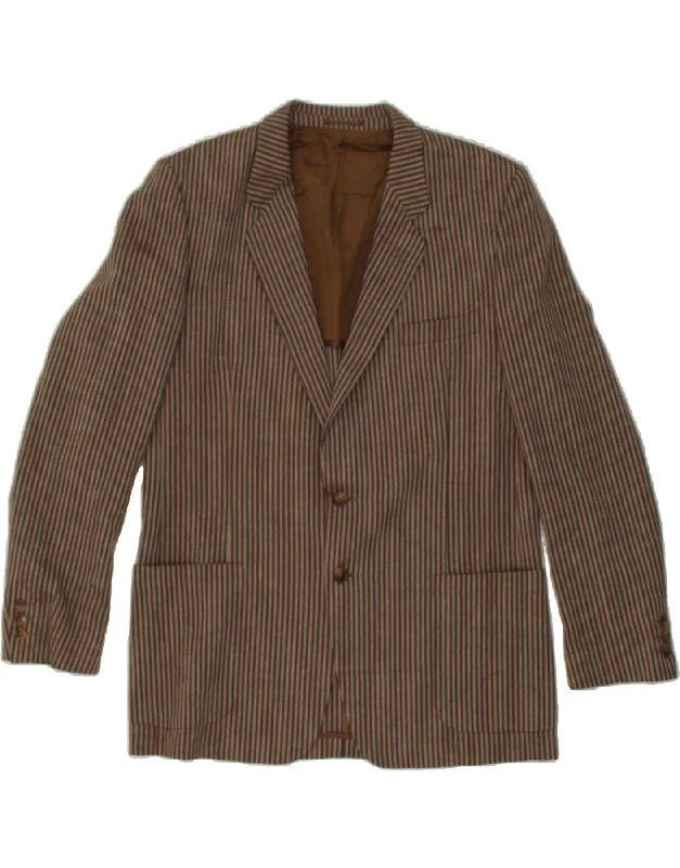 Men's Coats with Embroidered DetailsVINTAGE Mens 2 Button Blazer Jacket IT 52 XL Brown Striped