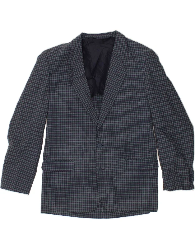 Men's Coats with Synthetic InsulationVINTAGE Mens 2 Button Blazer Jacket IT 56 3XL  Navy Blue Check