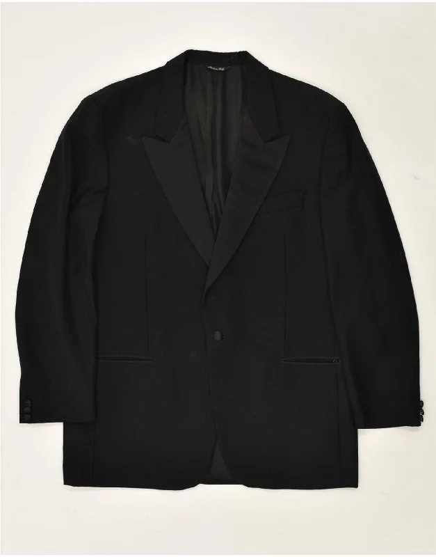 Men's Coats with Modern CutsVINTAGE Mens 2 Button Blazer Jacket UK 40 Large Black Virgin Wool