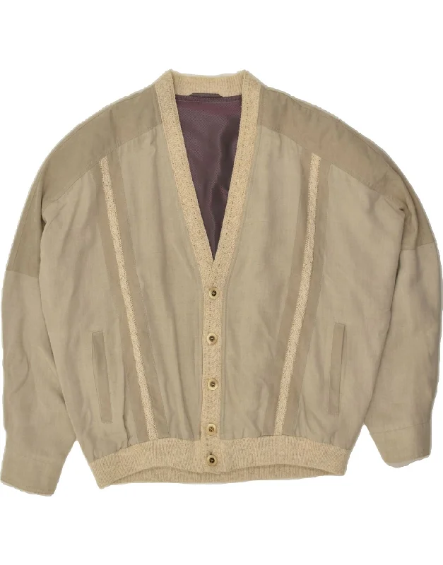 Men's Coats for Casual WearVINTAGE Mens Bomber Jacket IT 52 XL Beige Viscose