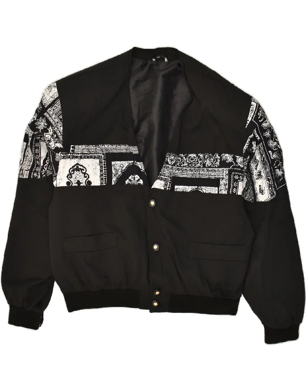 Men's Coats with Synthetic InsulationVINTAGE Mens Bomber Jacket IT 52 XL Black Floral