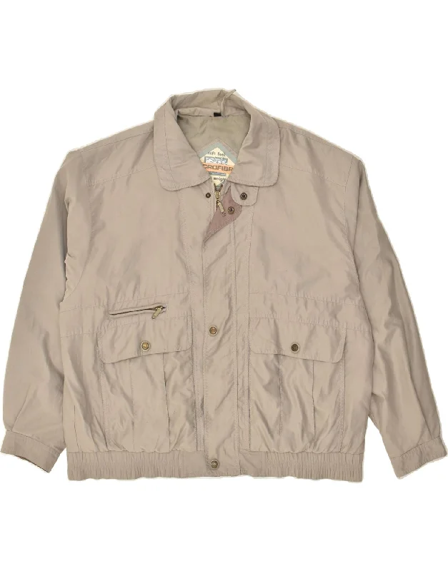 Men's Coats with Patchwork DesignsVINTAGE Mens Bomber Jacket IT 54 2XL Grey Polyester