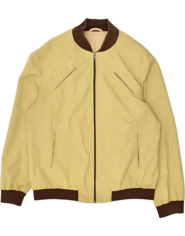 Men's Coats with VentilationVINTAGE Mens Bomber Jacket UK 36 Small Yellow Colourblock