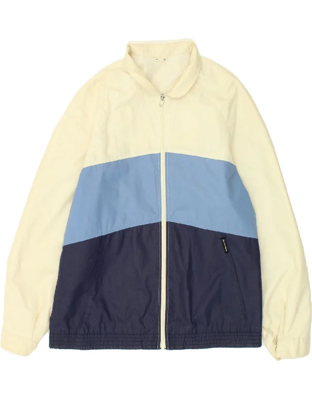 Elegant Men's Wool CoatsVINTAGE Mens Bomber Jacket UK 38 Medium Beige Colourblock Polyester