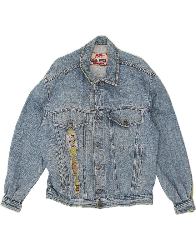 Men's Coats for Short MenVINTAGE Mens Denim Jacket UK 40 Large Blue Colourblock