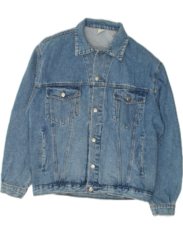 Affordable Men's Winter CoatsVINTAGE Mens Denim Jacket UK 40 Large Blue Cotton
