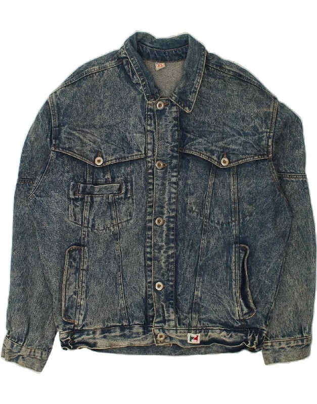 Men's Coats with ButtonsVINTAGE Mens Denim Jacket UK 42 XL Blue Cotton