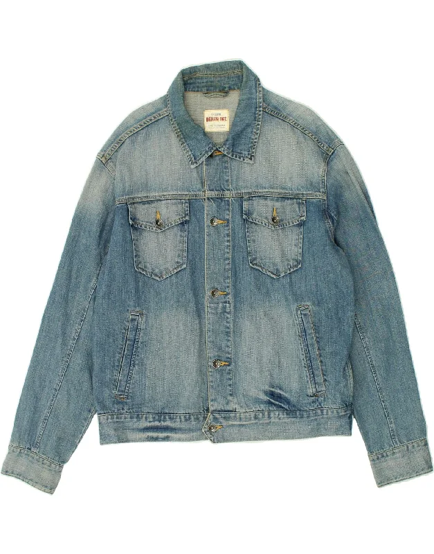 Cool Men's Pea CoatsVINTAGE Mens Denim Jacket UK 42 XL Blue Cotton
