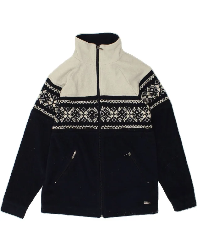 Essential Men's Puffer JacketsVINTAGE Mens Fleece Jacket UK 36 Small Navy Blue Fair Isle Polyester