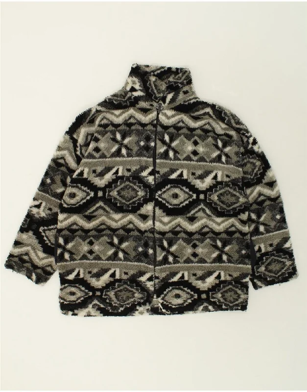 Men's Coats with Fur TrimVINTAGE Mens Fleece Jacket UK 42 XL Grey Fair Isle