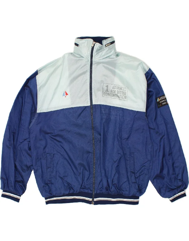 Men's Coats for Cold WeatherVINTAGE Mens Hooded Bomber Jacket UK 42 XL Blue Colourblock Sports